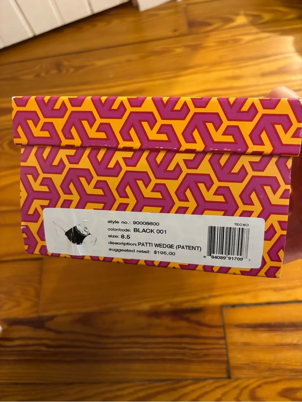 Tory Burch Black Patent Logo Wedge Slides